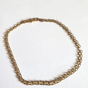 Elegant 14k Yellow Gold Chain Bracelet 9" 4mm Wide Lobster Closure